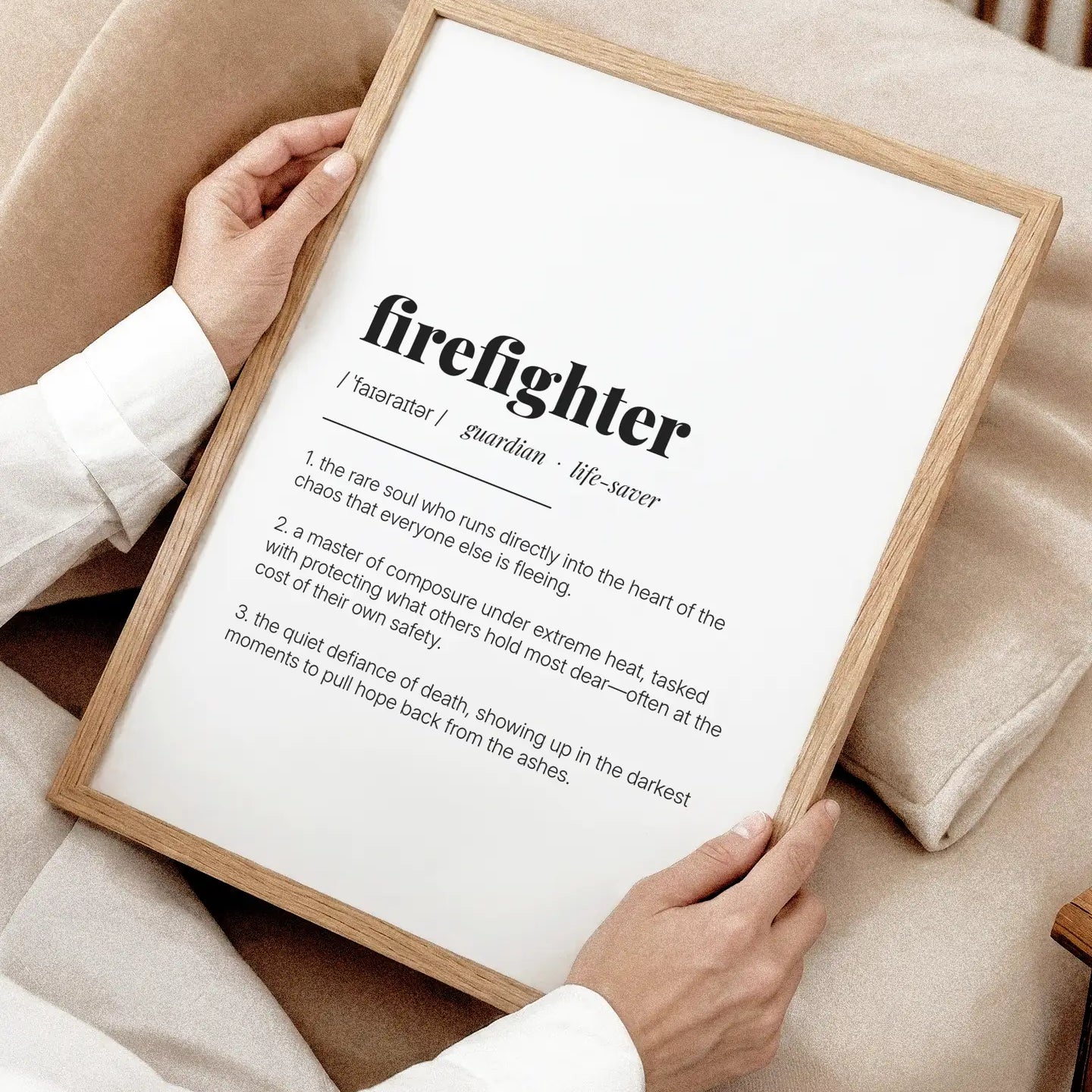 Definition Poster of Firefighter on Gallery White background