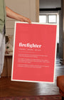 Definition Poster of Firefighter on Strawberry background