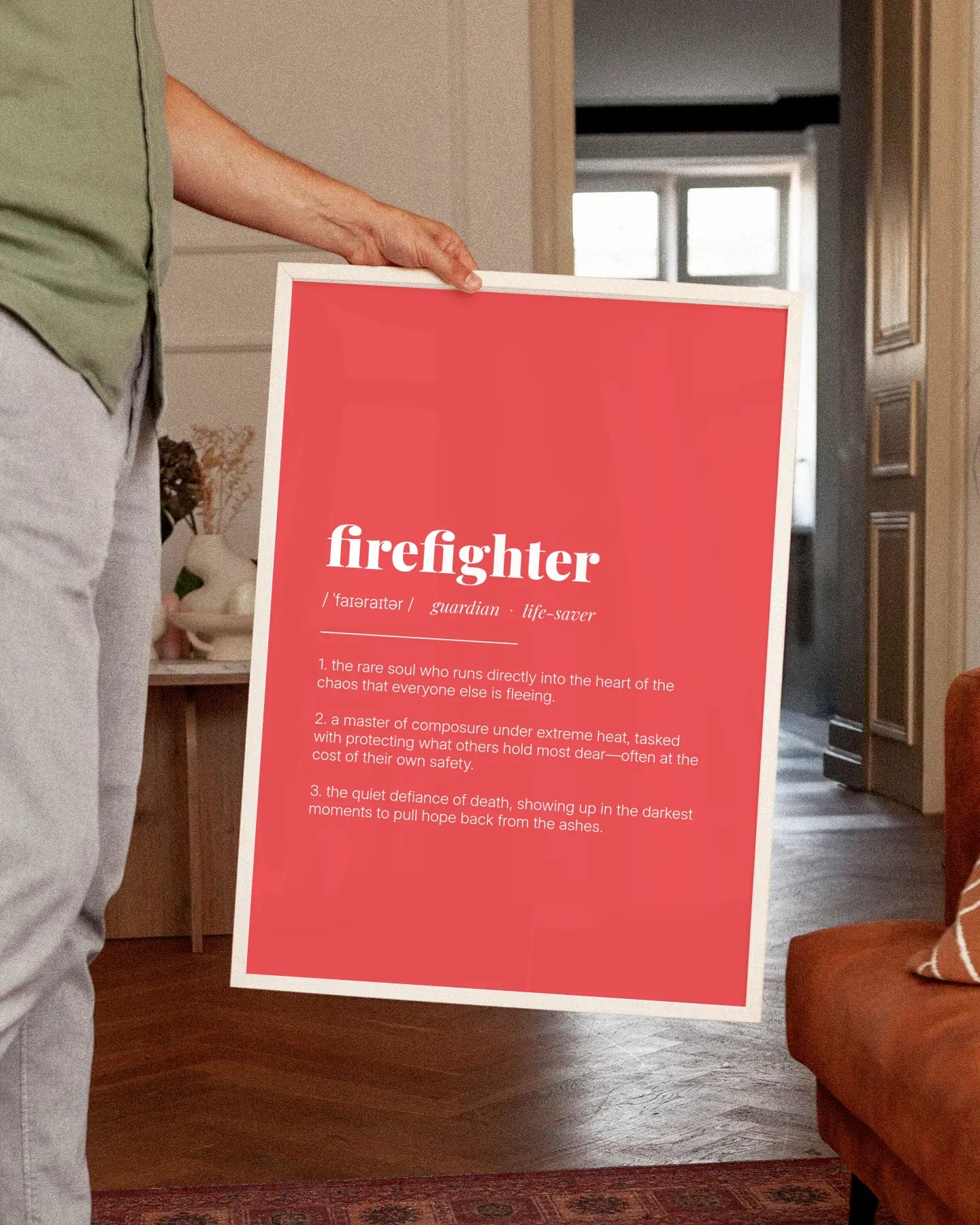 Definition Poster of Firefighter on Strawberry background