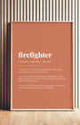 Definition Poster of Firefighter on Terracotta background