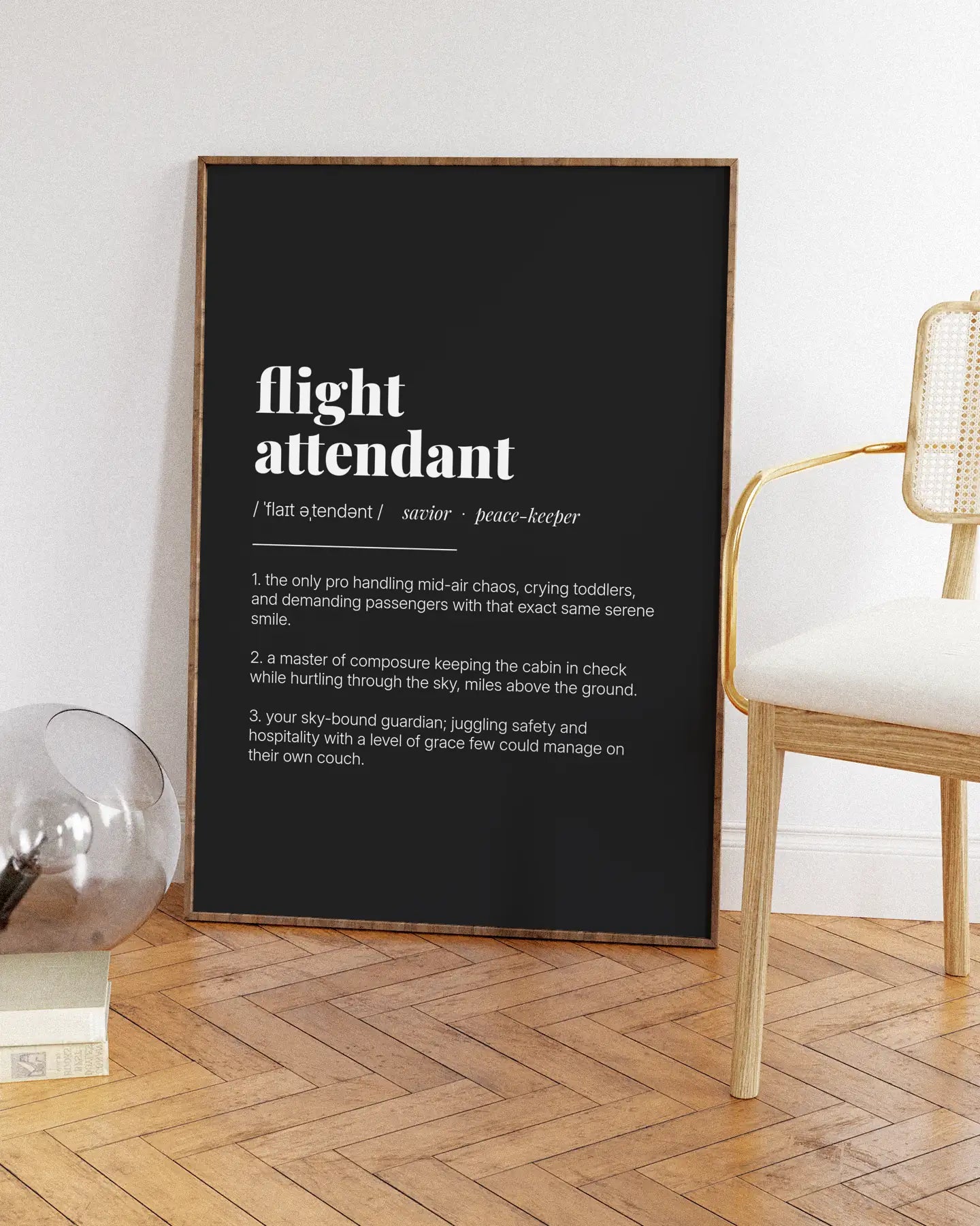 Definition Poster of Flight<br />Attendant on Midnight Ink background