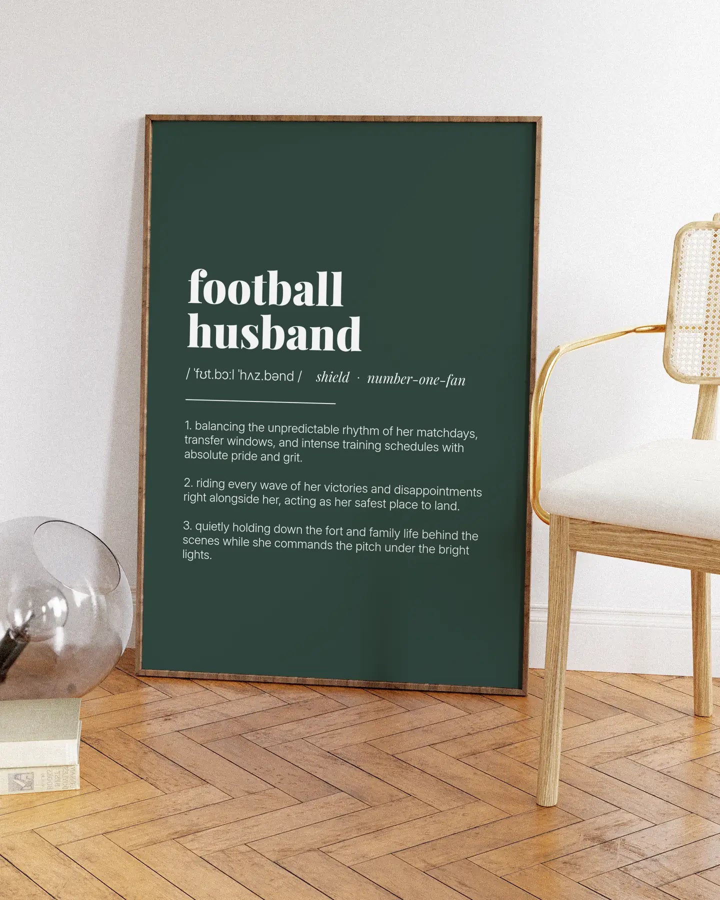 Definition Poster of Football<br />Husband on Emerald background