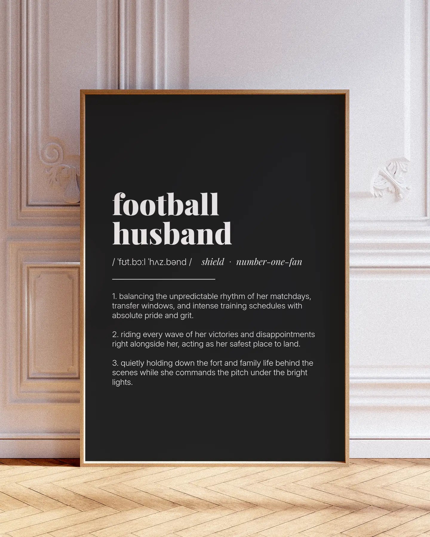 Definition Poster of Football<br />Husband on Midnight Ink background