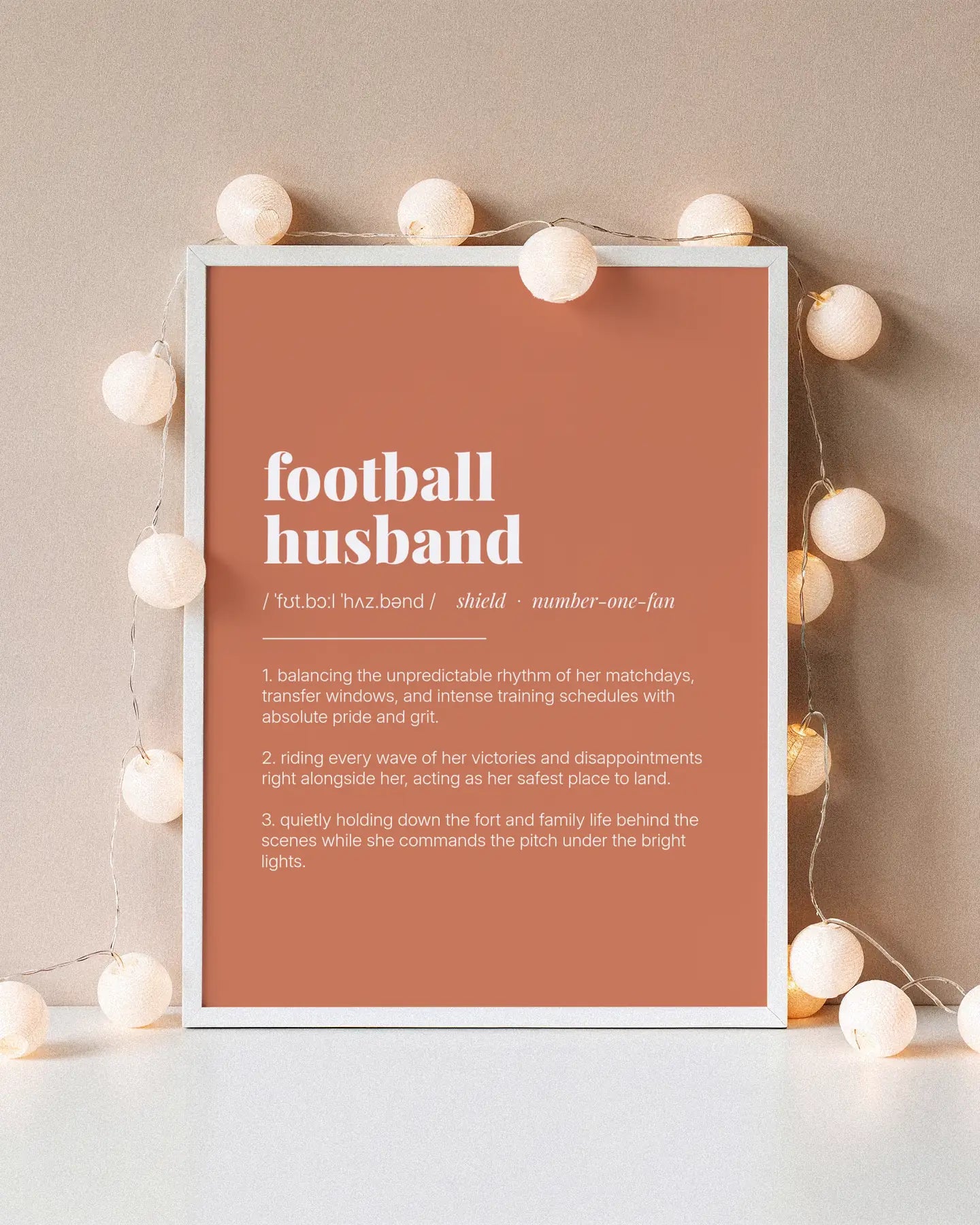 Definition Poster of Football<br />Husband on Terracotta background