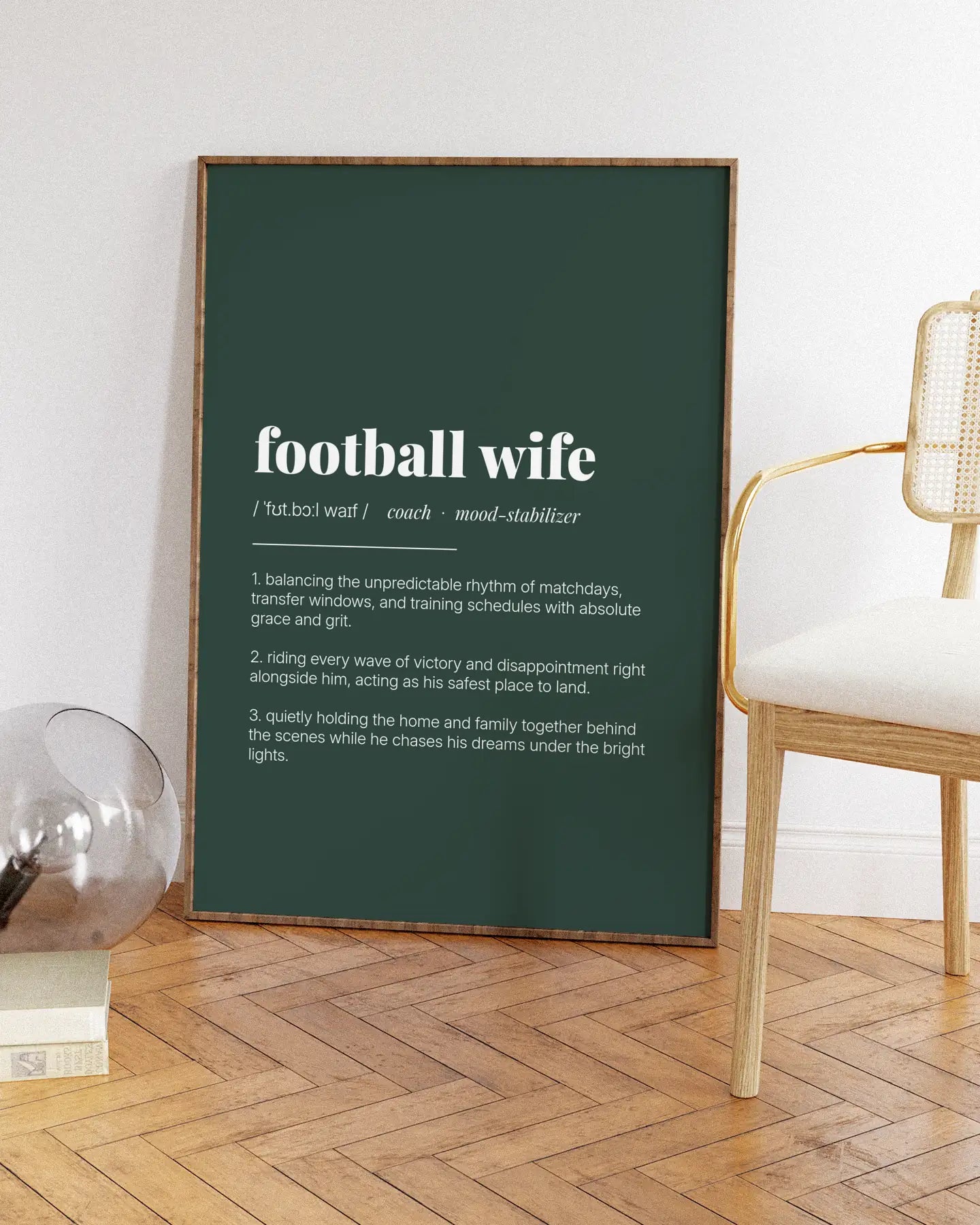 Definition Poster of Football Wife on Emerald background