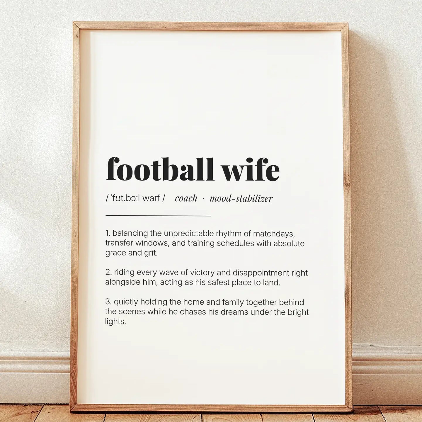 Definition Poster of Football Wife on Gallery White background