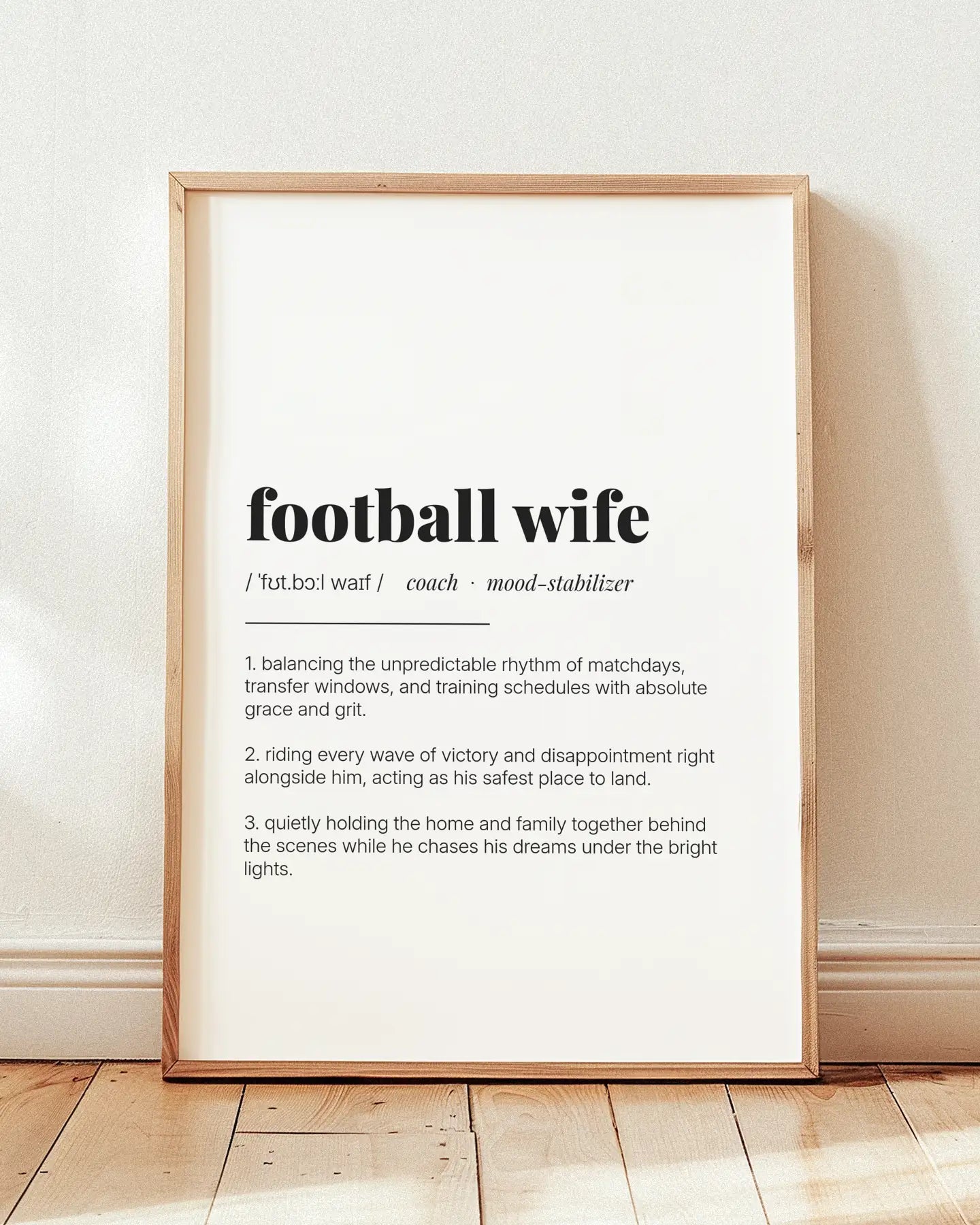 Definition Poster of Football Wife on Gallery White background