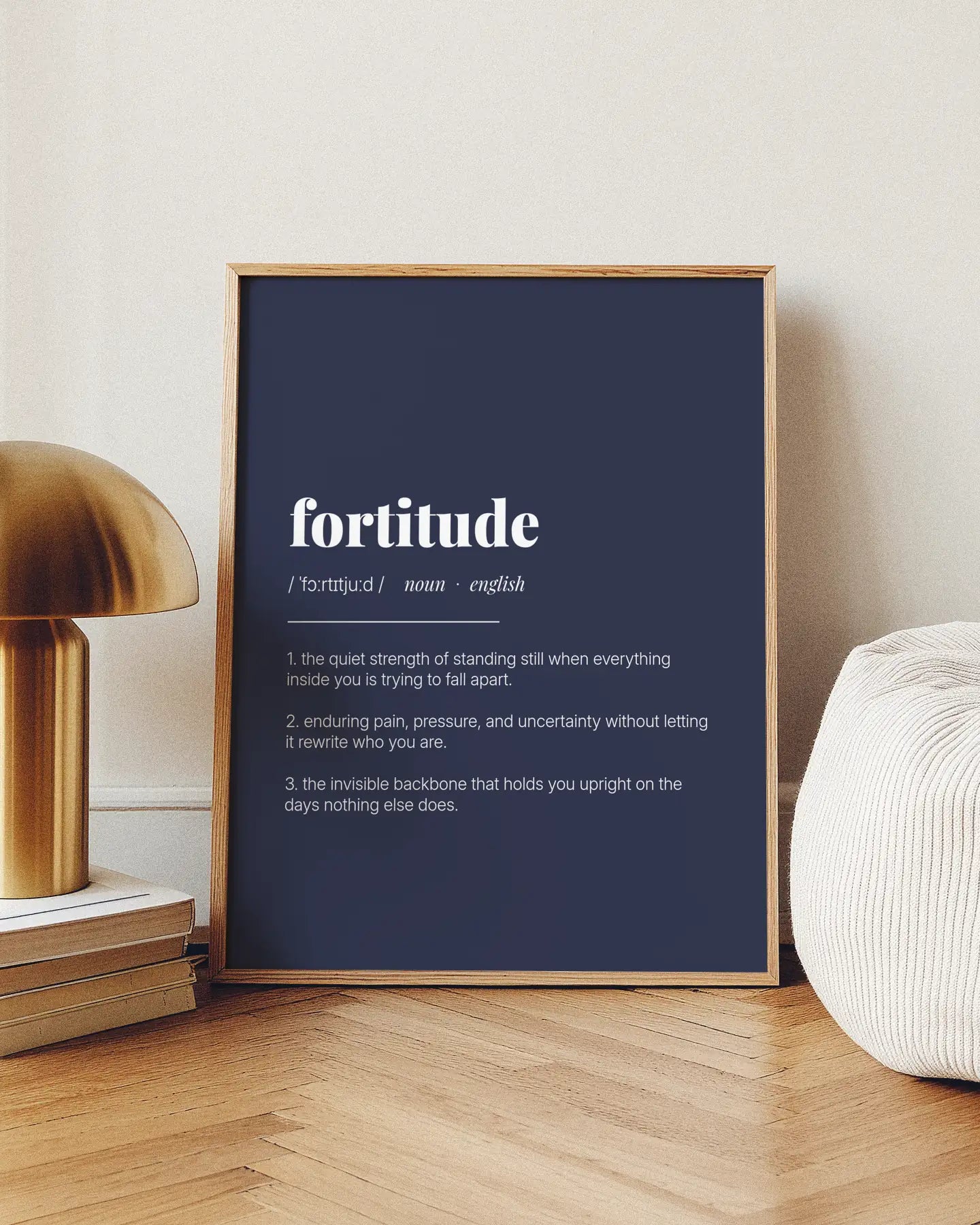 Definition Poster of Fortitude on Deep Navy background