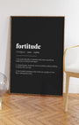 Definition Poster of Fortitude on Midnight Ink background