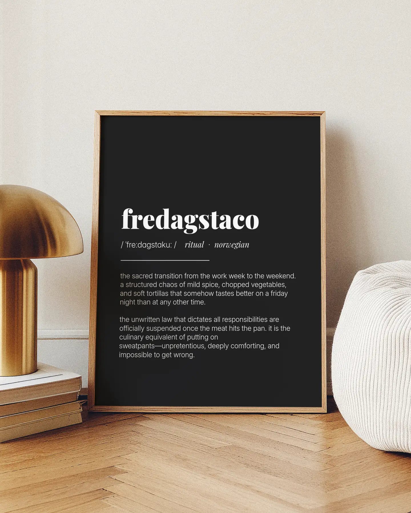 Definition Poster of Fredagstaco on Midnight Ink background