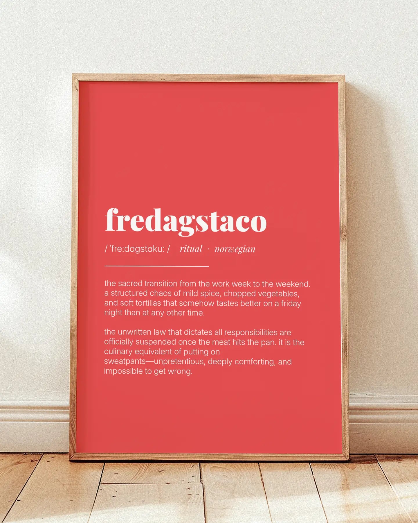 Definition Poster of Fredagstaco on Strawberry background