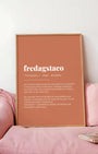 Definition Poster of Fredagstaco on Terracotta background