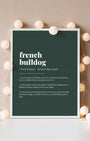 Definition Poster of French<br />Bulldog on Emerald background