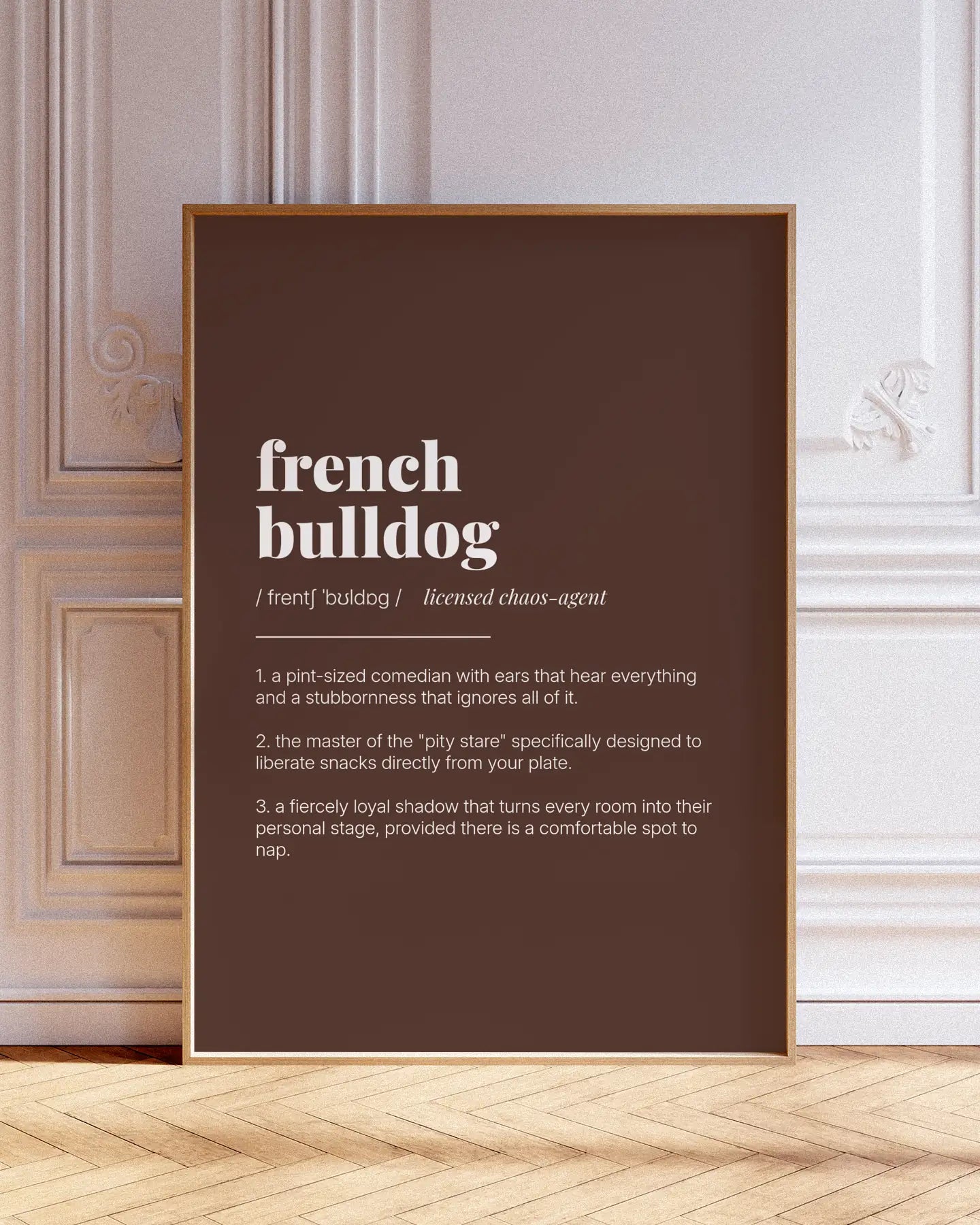 Definition Poster of French<br />Bulldog on Espresso background