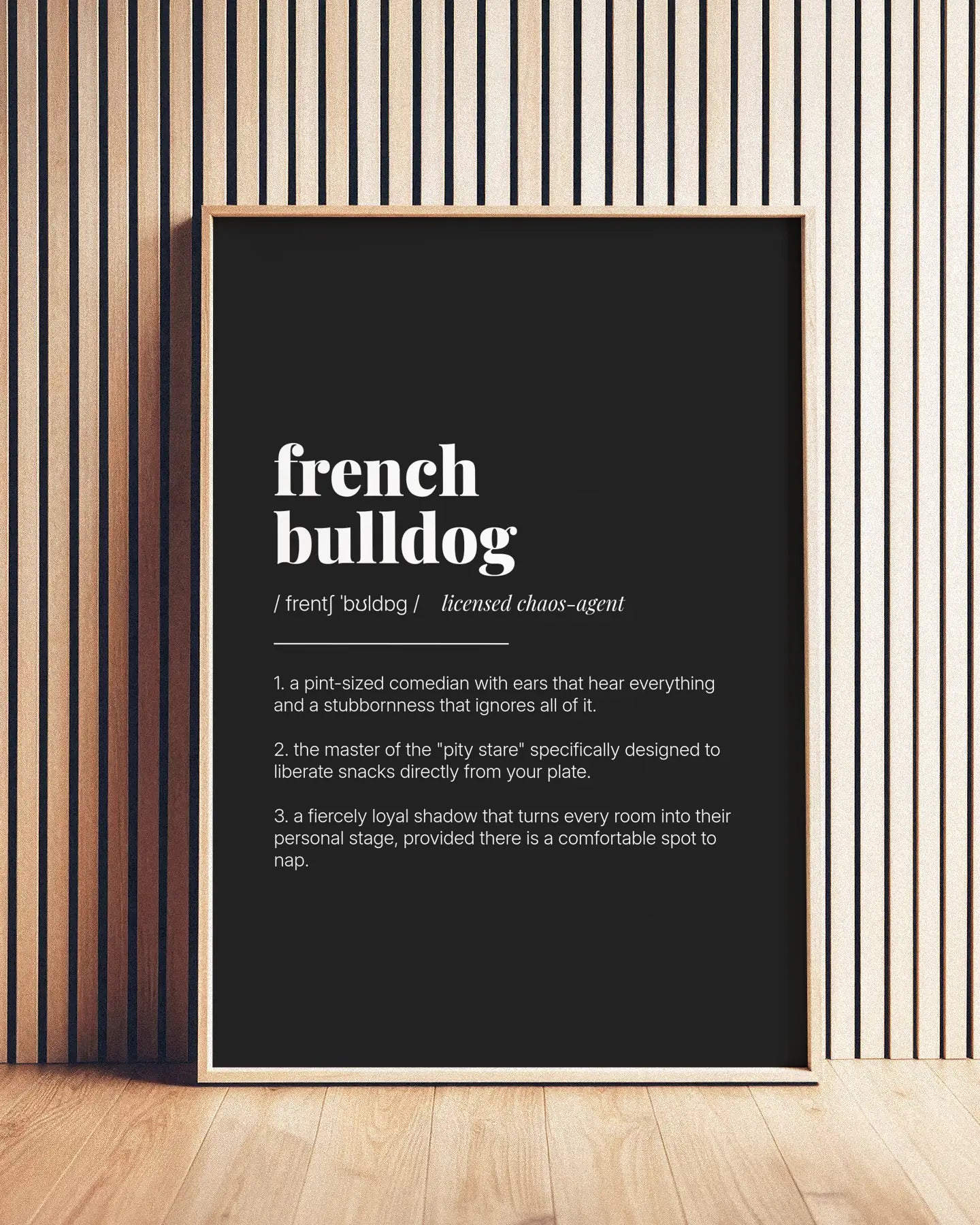 Definition Poster of French<br />Bulldog on Midnight Ink background