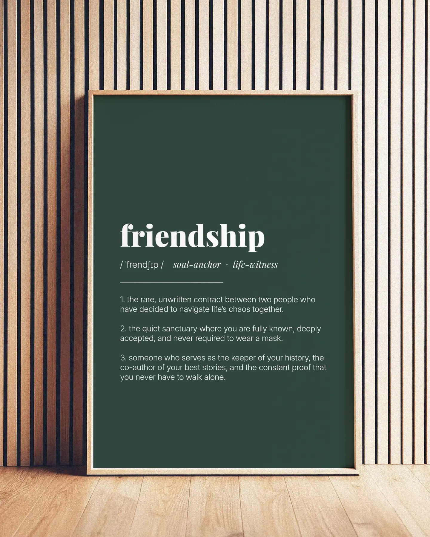 Definition Poster of Friendship on Emerald background