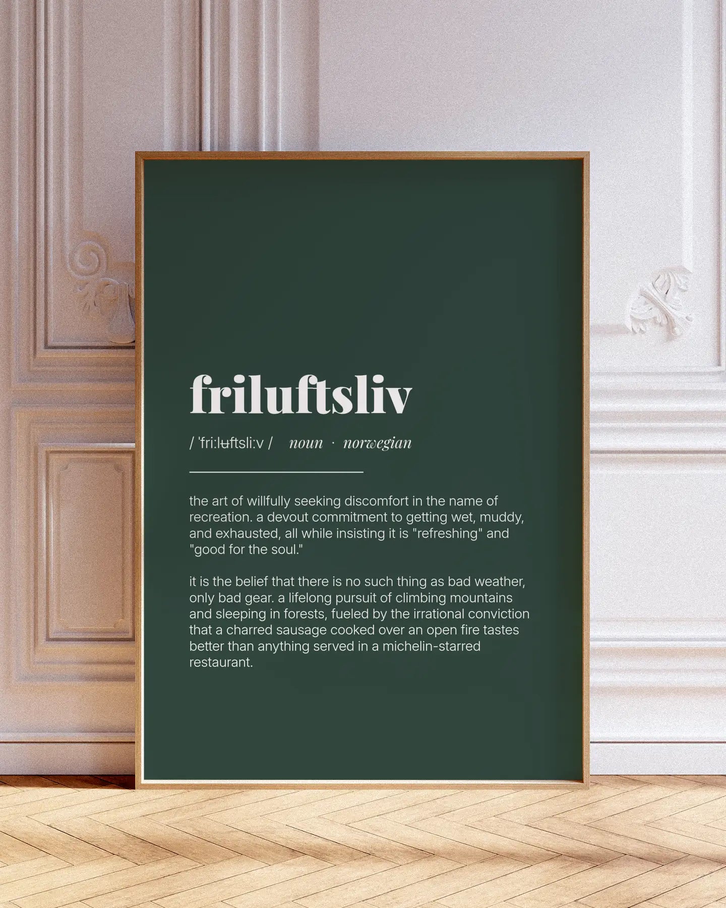 Definition Poster of Friluftsliv on Emerald background