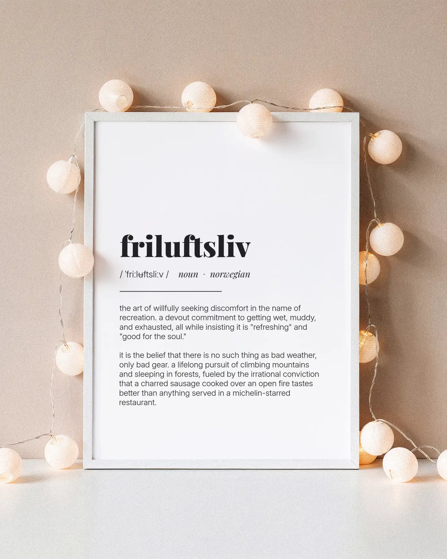 Definition Poster of Friluftsliv on Gallery White background