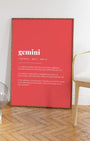 Definition Poster of Gemini on Strawberry background