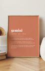 Definition Poster of Gemini on Terracotta background