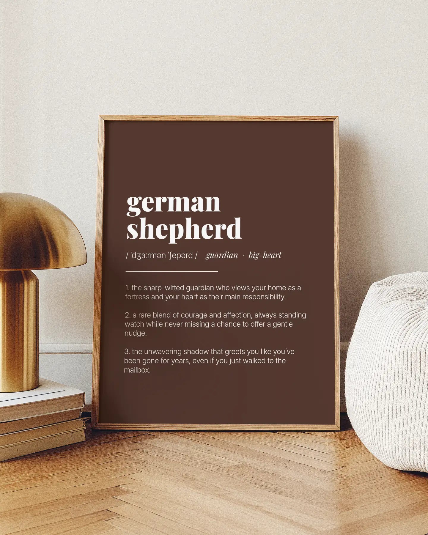 Definition Poster of German<br />Shepherd on Espresso background