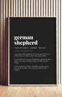 Definition Poster of German<br />Shepherd on Midnight Ink background