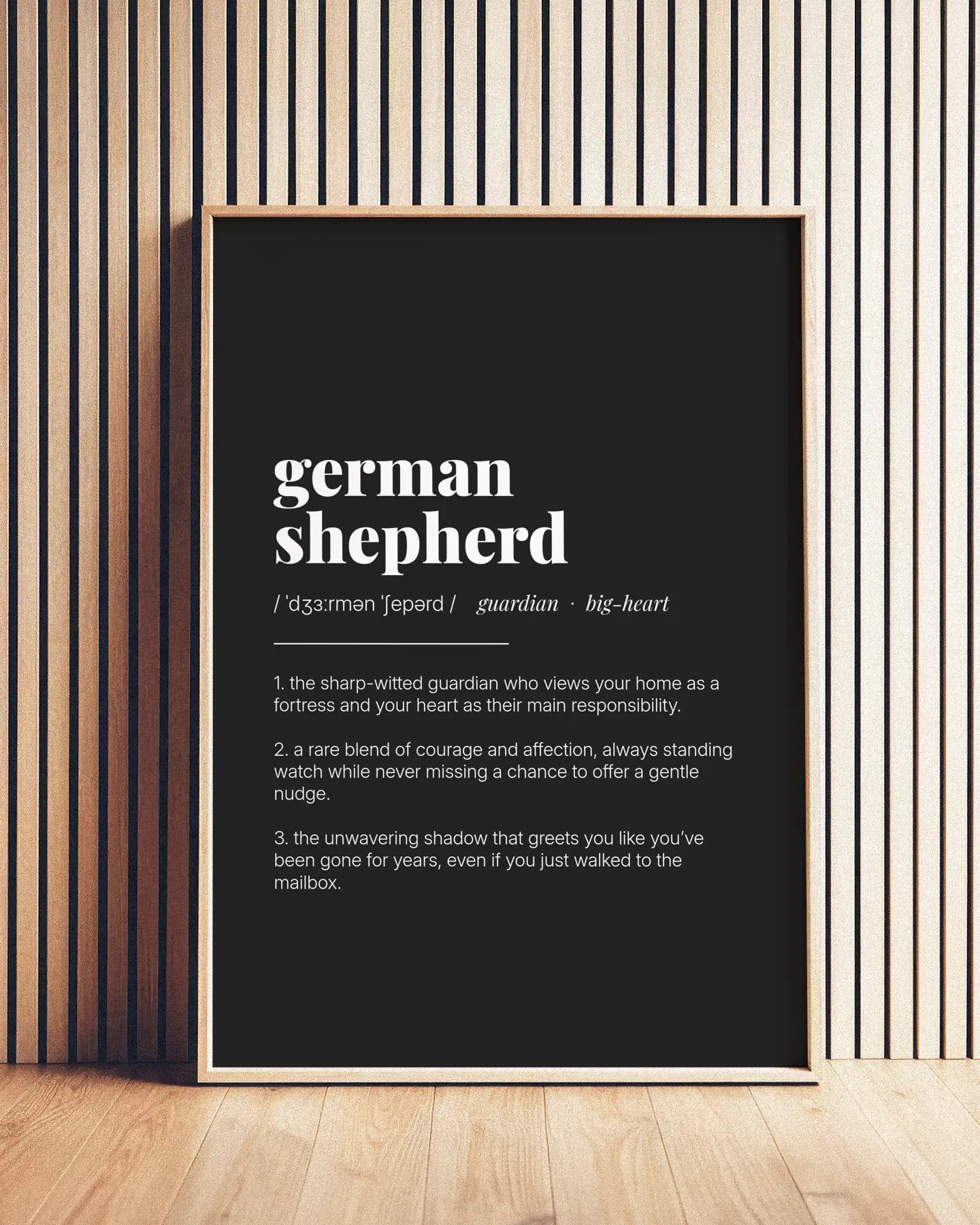 Definition Poster of German<br />Shepherd on Midnight Ink background