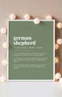 Definition Poster of German<br />Shepherd on Sage Green background