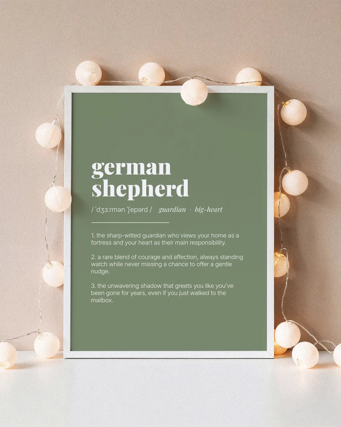 Definition Poster of German<br />Shepherd on Sage Green background