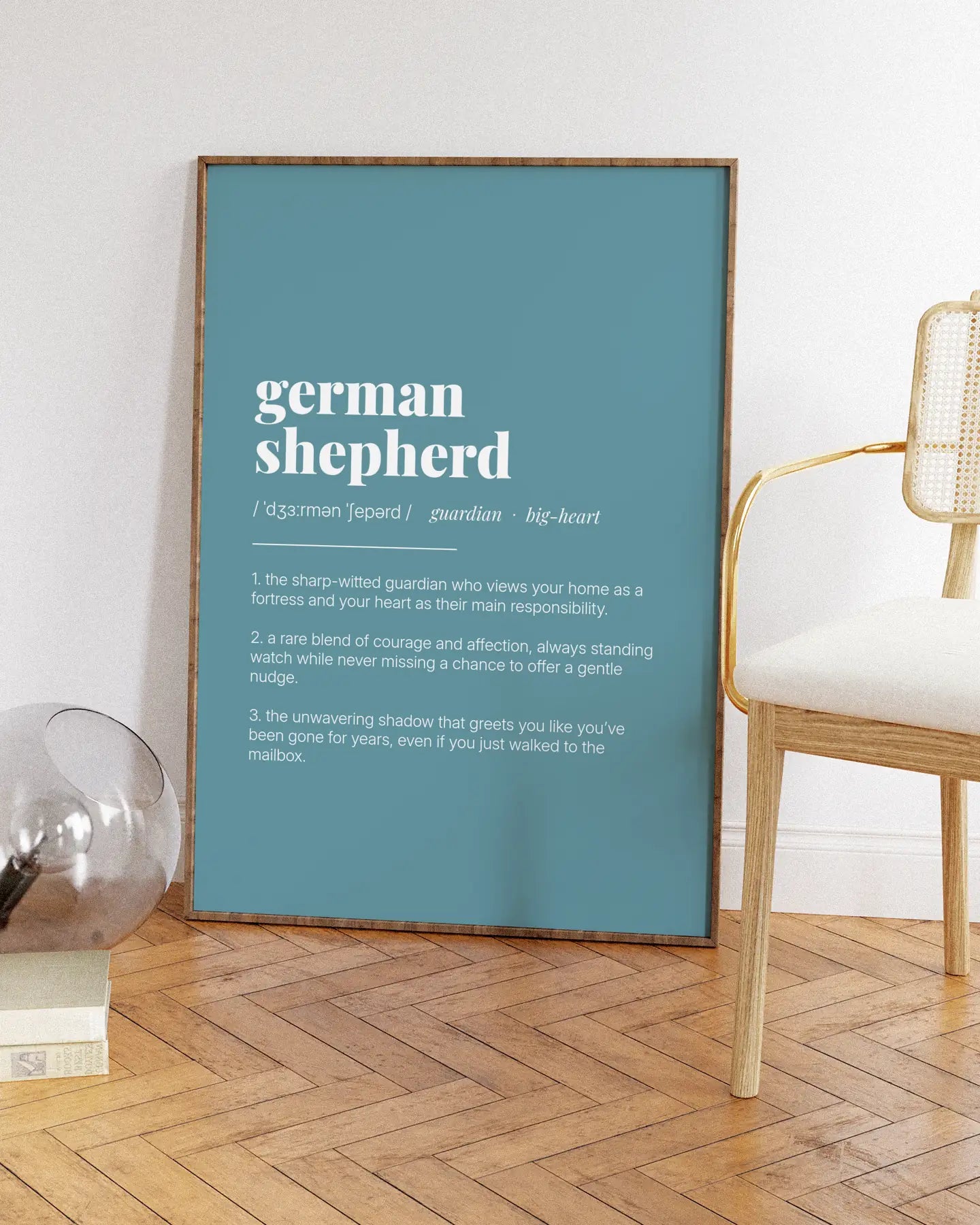 Definition Poster of German<br />Shepherd on Sea Glass background