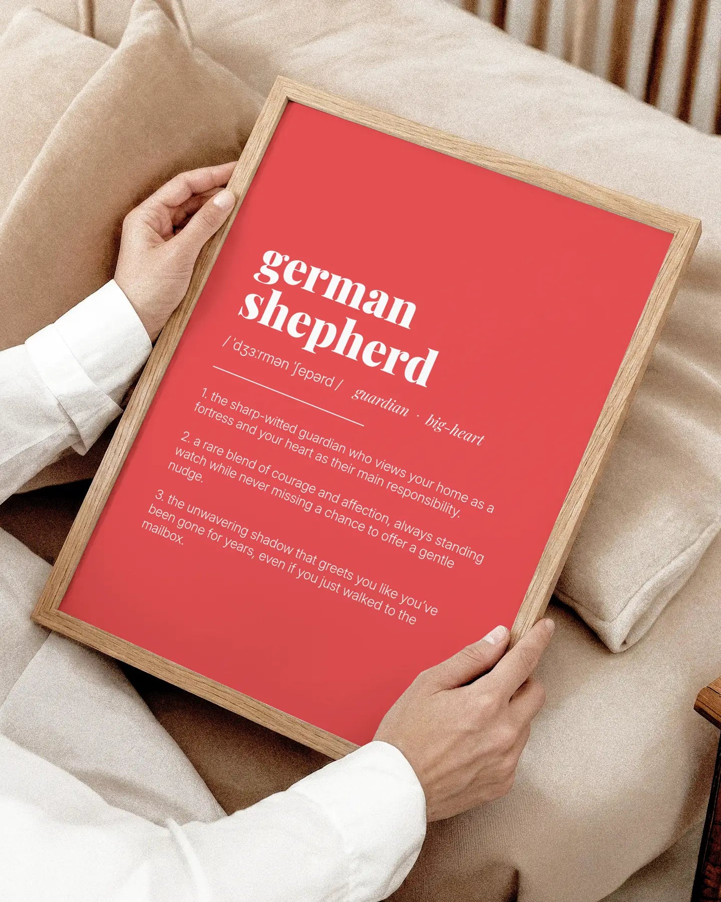 Definition Poster of German<br />Shepherd on Strawberry background