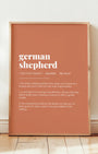 Definition Poster of German<br />Shepherd on Terracotta background