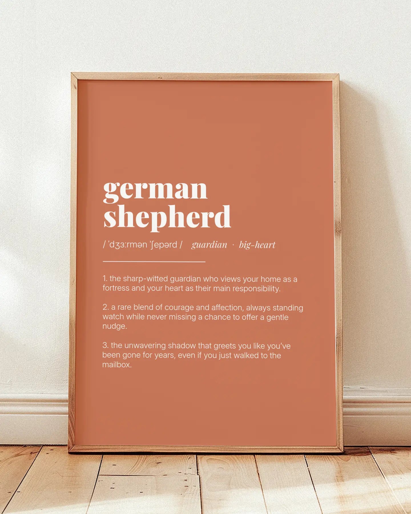 Definition Poster of German<br />Shepherd on Terracotta background