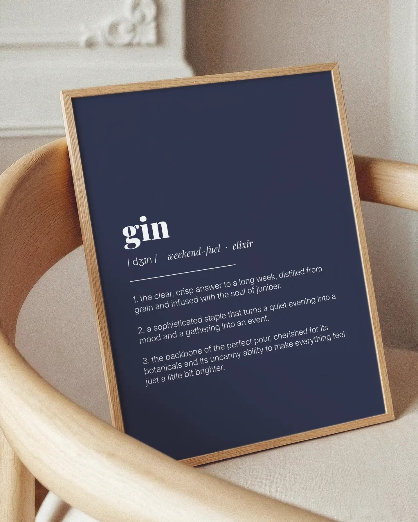 Definition Poster of Gin on Deep Navy background