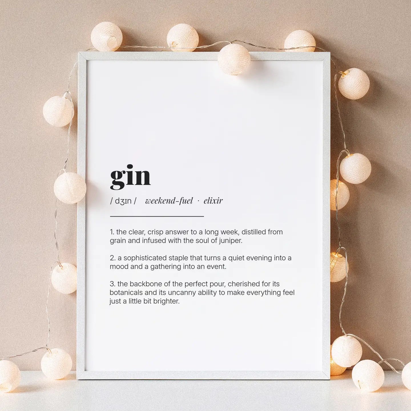 Definition Poster of Gin on Gallery White background