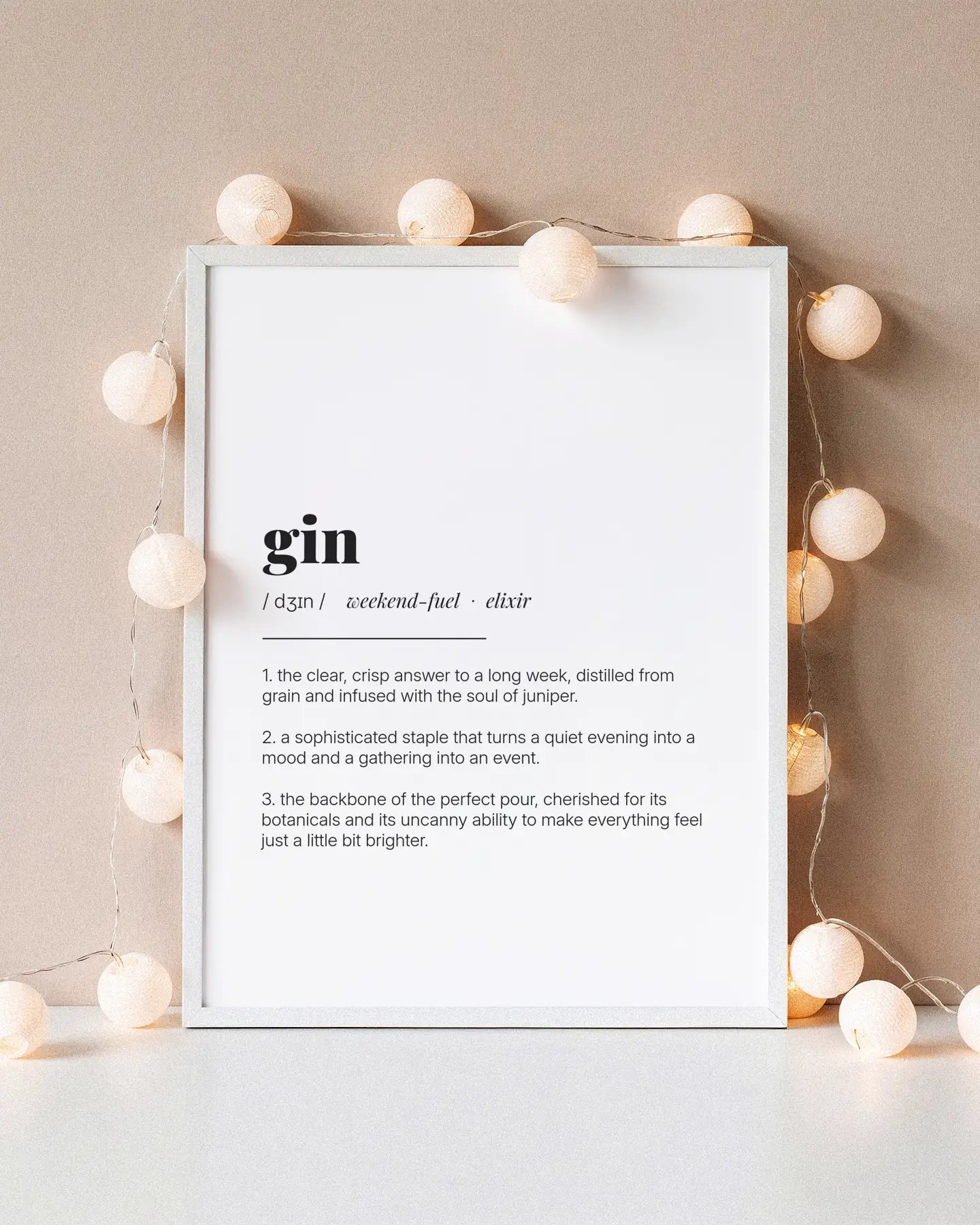 Definition Poster of Gin on Gallery White background