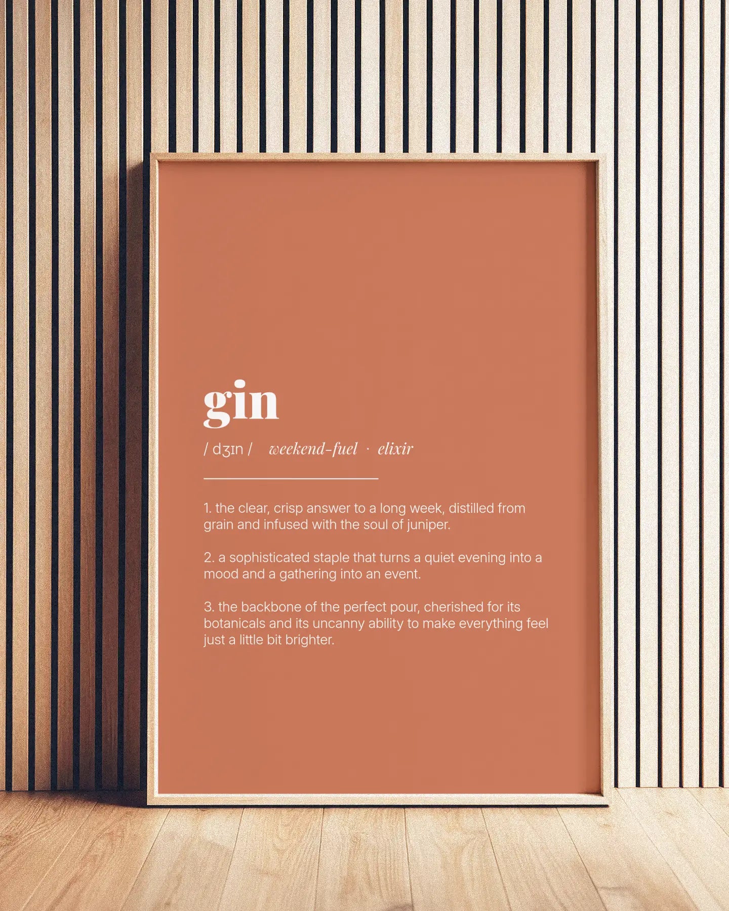 Definition Poster of Gin on Terracotta background