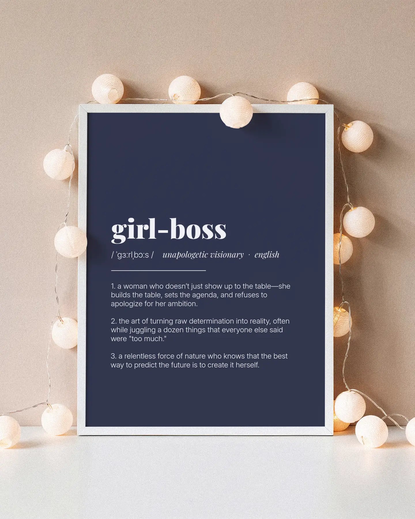 Definition Poster of Girl-Boss on Deep Navy background