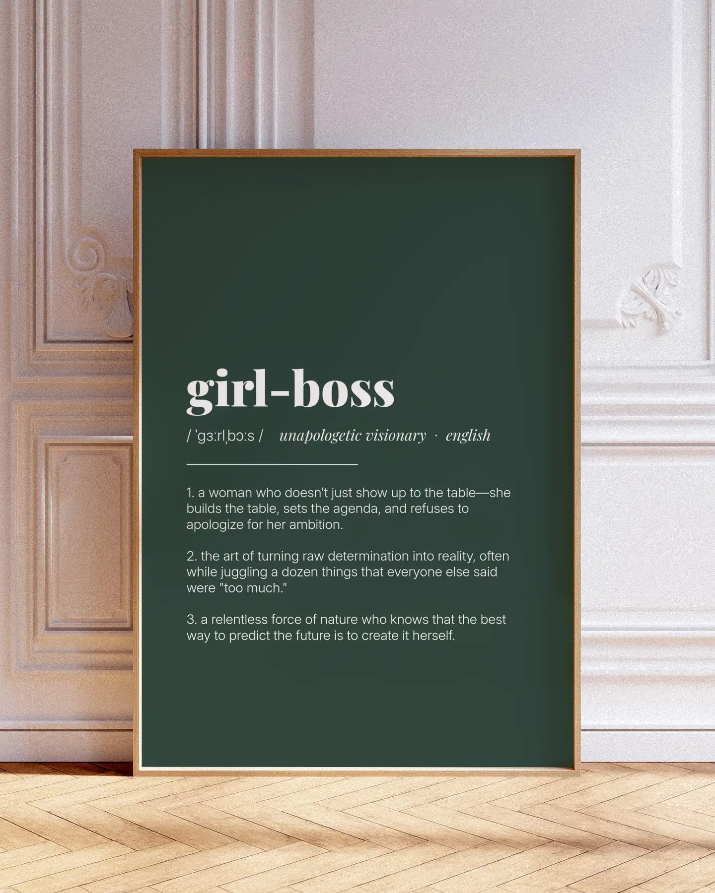 Definition Poster of Girl-Boss on Emerald background