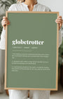 Definition Poster of Globetrotter on Sage Green background
