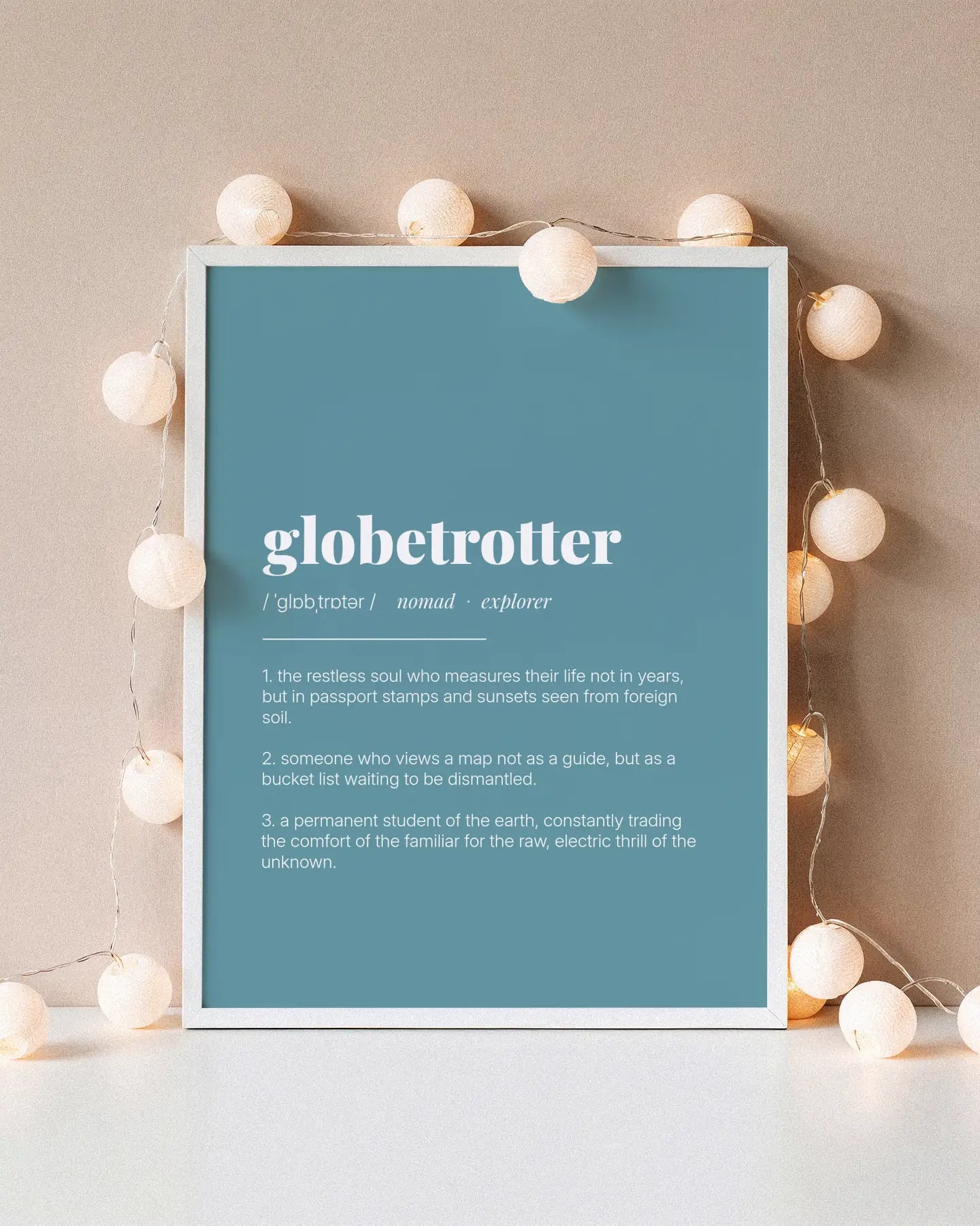 Definition Poster of Globetrotter on Sea Glass background
