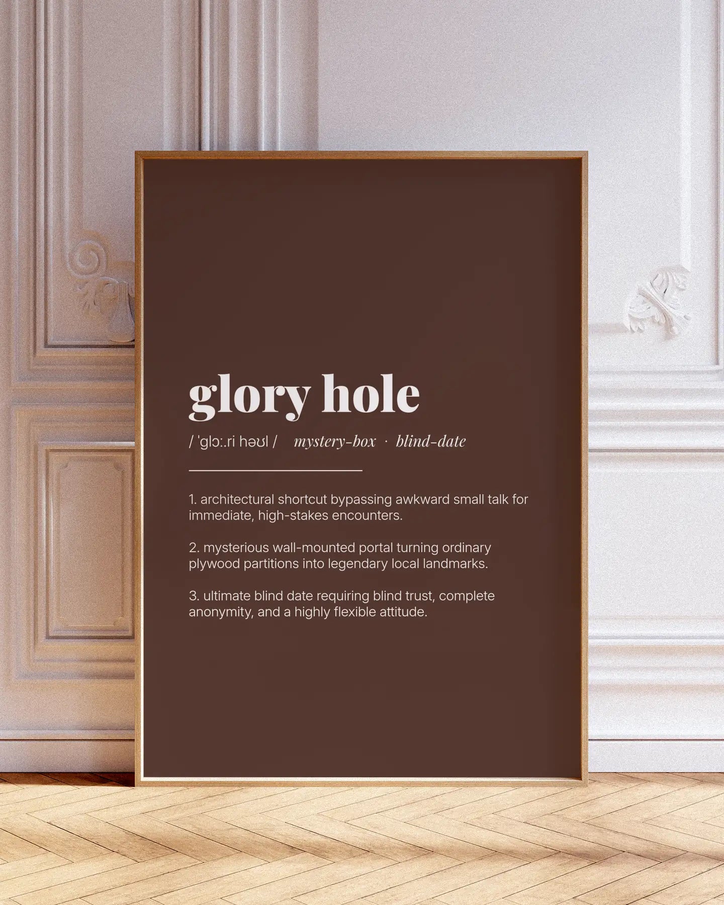 Definition Poster of Glory Hole on Espresso background
