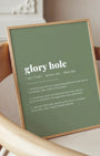 Definition Poster of Glory Hole on Sage Green background