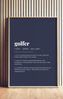 Definition Poster of Golfer on Deep Navy background