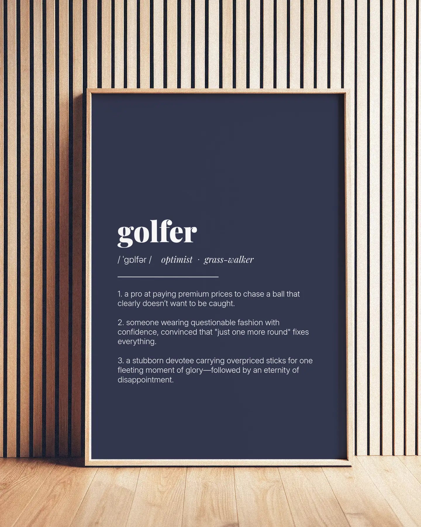 Definition Poster of Golfer on Deep Navy background