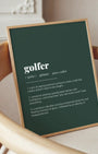 Definition Poster of Golfer on Emerald background