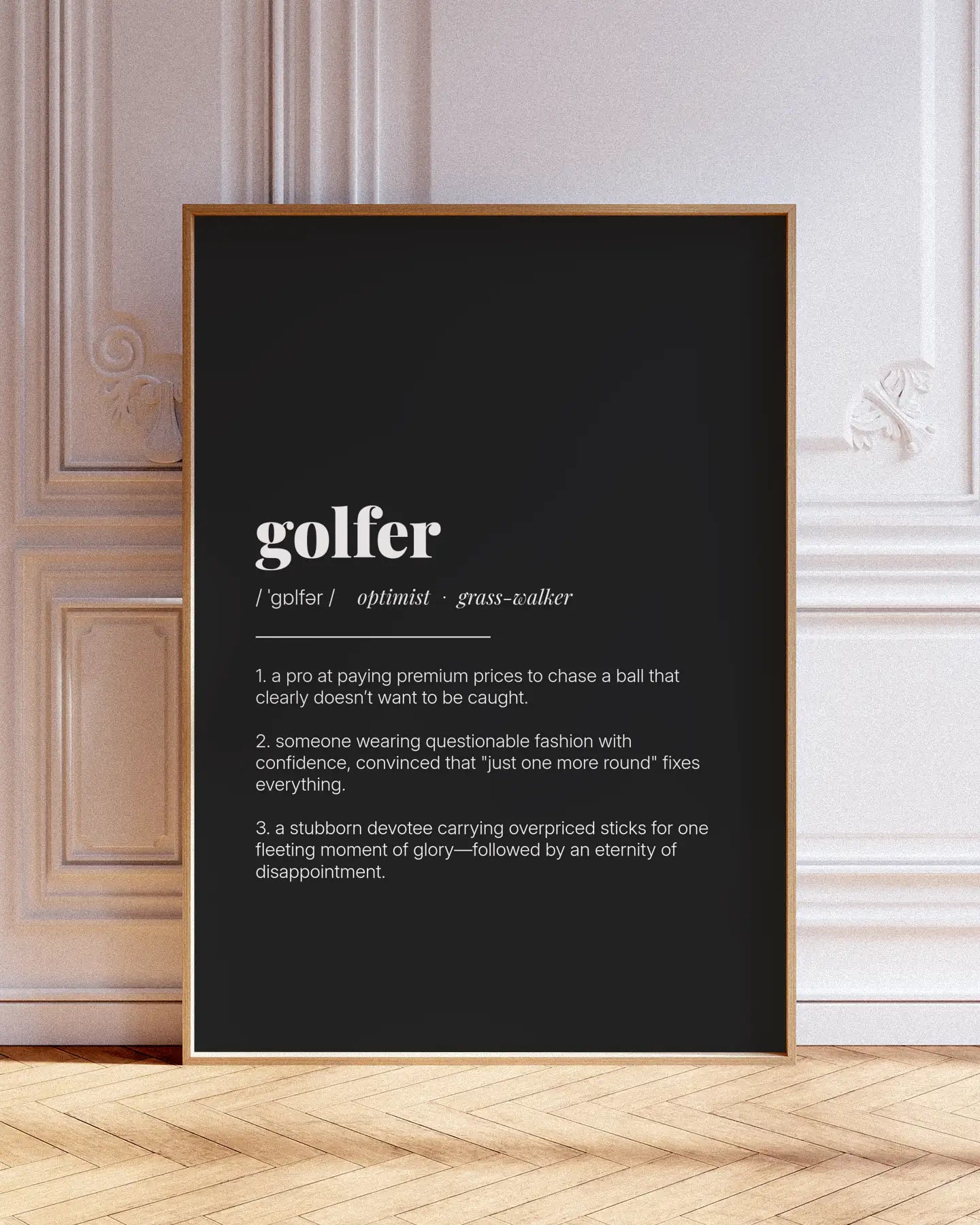 Definition Poster of Golfer on Midnight Ink background