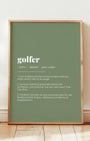 Definition Poster of Golfer on Sage Green background