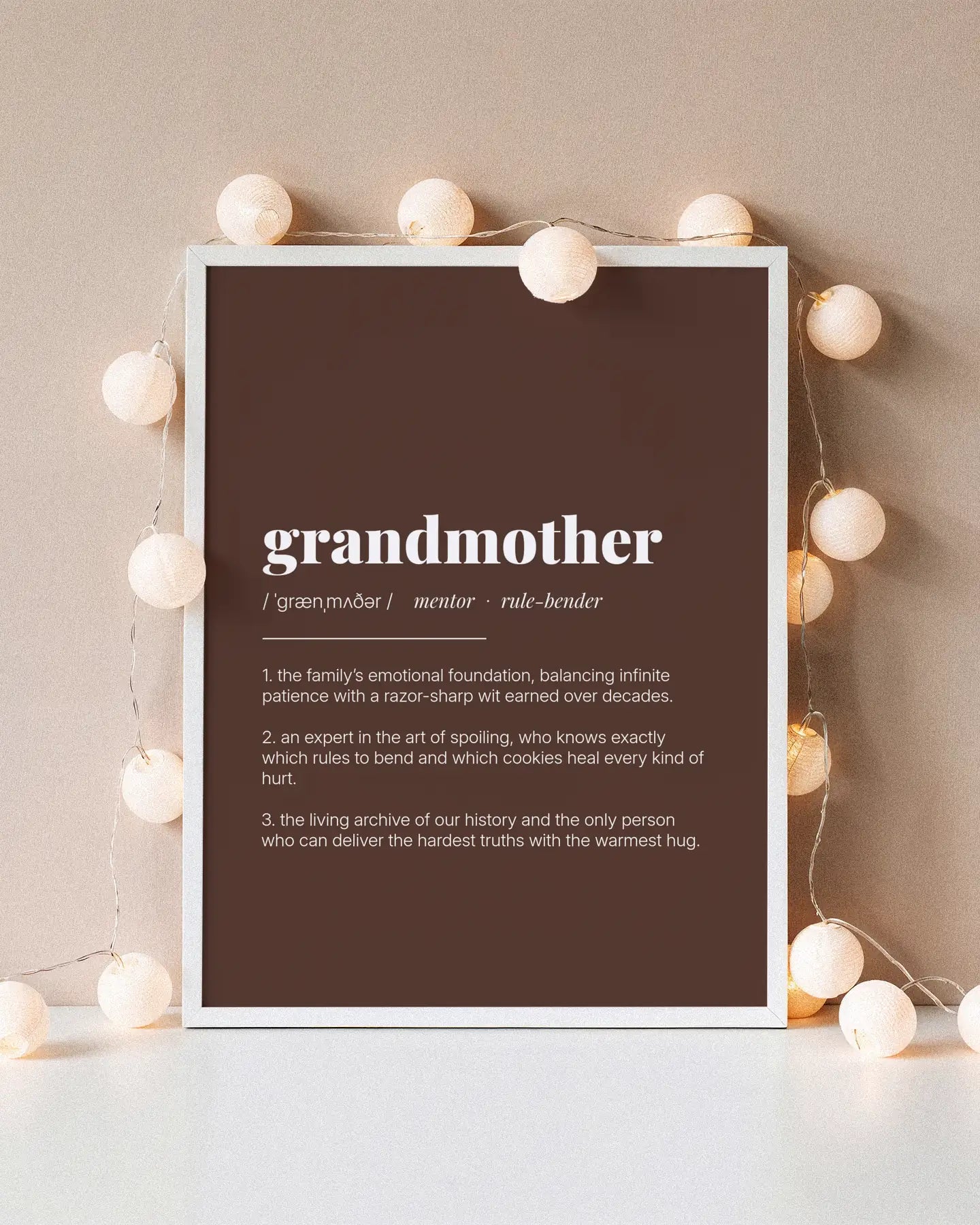 Definition Poster of Grandmother on Espresso background