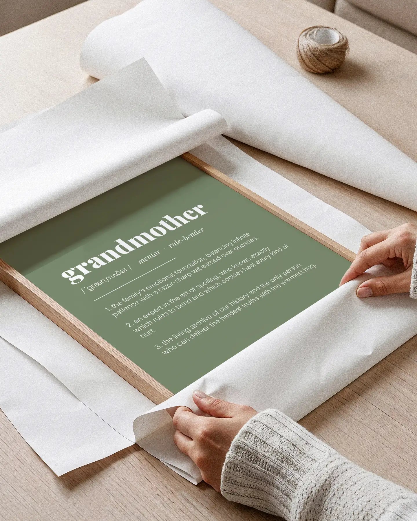 Definition Poster of Grandmother on Sage Green background
